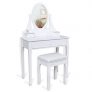Coiffeuse Probache FRIDM : coiffeuse table de maquillage en bois blanc avec miroir et tabouret